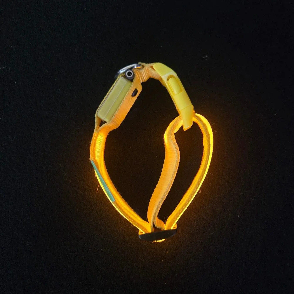 Illumiseen LED Dog Collar Yellow Rechargeable USB High Visibility Small Safety